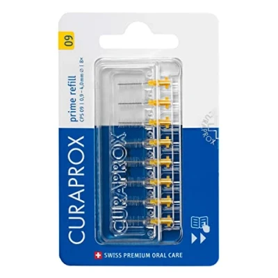 Immagine di Curaprox Interdentalbürsten CPS 09 Prime, Refill, 8 Stück, gelb, 0.9 mm Durchmesser, 4 Wirksamkeit, Nachfüllpackung, ohne Halter