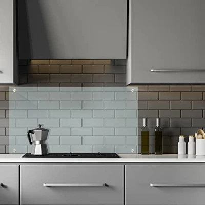 Immagine di Relaxdays 100 cm Paraschizzi da Cucina, Vetro di Sicurezza, per Piastrelle &amp; Angolo Cottura, a Parete, 60x100 cm, Trasparente