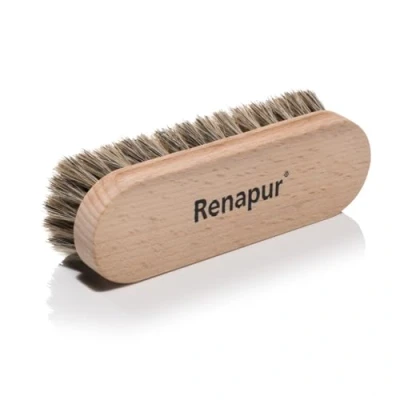 Immagine di Renapur Spazzola in crine di cavallo alta qualità: setole super morbide con manico ergonomico legno, perfetta per lucidare pelle e pulire scarpe stivali scamosciata o tessuto.
