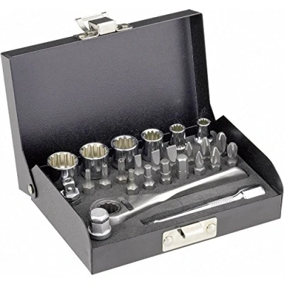 Immagine di TOOLCRAFT Kit di chiavi a bussola metrico 1/4 (6.3 mm) 23 parti 820928