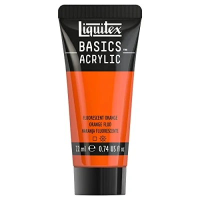 Immagine di LIQUITEX 8870500​ Basics, Pittura Acrilica, Pigmenti per Artisti Monopigmentati, Resistente alla Luce, Durevole nel Tempo, Finitura Satinata, Tubetti da 22 ml, Arancio Fluorescente