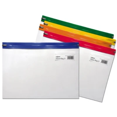 Immagine di Snopake Cartelline porta documenti con chiusura lampo Zippa Bag &#039;S&#039;, A4, trasparente zip in colori diversi, 5 pz., transparent/assorted