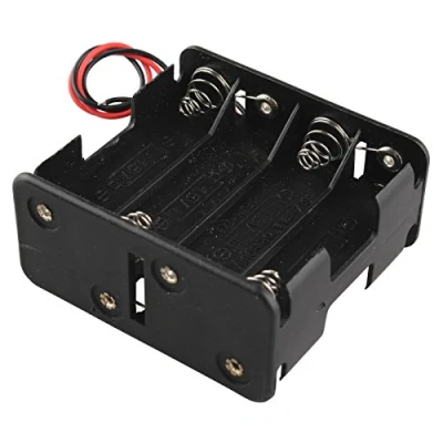 Immagine di HALJIA, Portabatterie per 8 batterie AA, 12 V, 4 ogni lato, con terminali a clip e fili conduttori di 15,2 cm