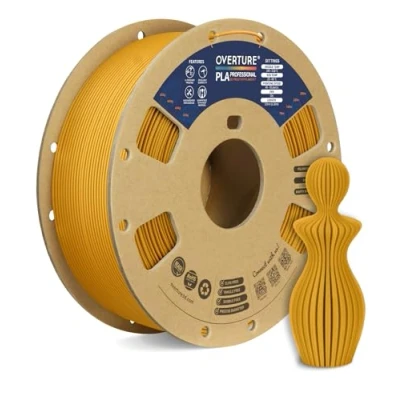 Immagine di OVERTURE PLA Plus (PLA+) Filamento 1.75mm, Toughness Enhanced Roll, Professionale Tenacia, 1kg Filamento(2.2lbs), Precisione Dimensionale 99% Probabilità +/ 0.03 mm (Oro Reale)