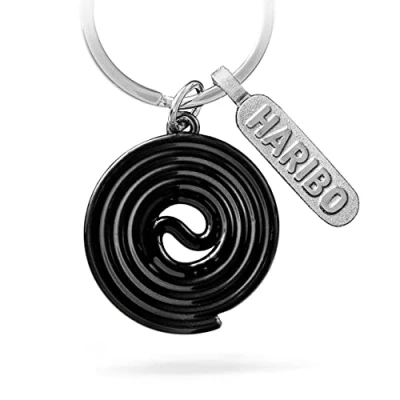 Immagine di TROIKA Portachiavi con ciondolo Haribo liquirizia in metallo e PVC, colore argento/nero, HB K09/BK, 9,5 cm, Moderno