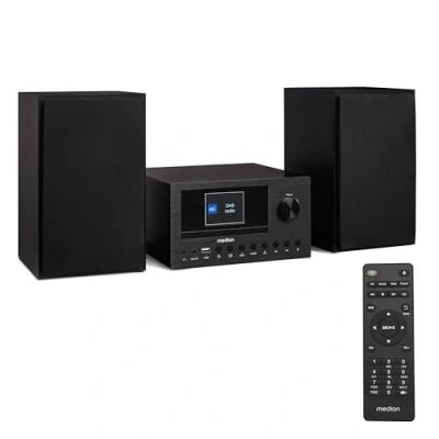 Immagine di MEDION P85003 Micro Audio System Sistema Compatto (Radio Internet, Dab+, Radio PLL FM, Bluetooth, connessione USB, AUX, 2x150 W), Nero