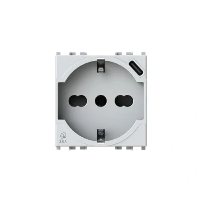 Immagine di 4Box, P40 USB 3.0, Presa Schuko con C, Compatibile Vimar Plana, Bianca