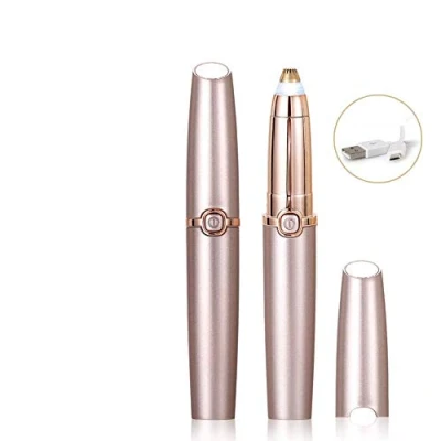 Immagine di Epilatore Sopracciglia Donna, Flawless Indolore Brows Trimmer, LED Incorporato, USB Ricaricabile, Perfette Elettrico Rasoio Viso (Oro rosa)