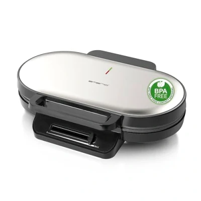 Immagine di EMERIO WM 123356 Piastra doppia per cialde Rivestimento antiaderente, Senza BPA, regolatore di temperatura acciaio inox, Nero
