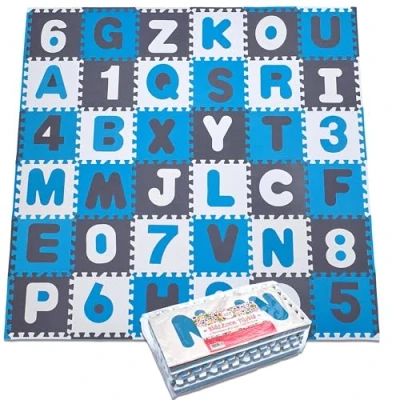Immagine di Puzzlestar XXL, 110 pezzi Puzzle Tappeto per bambini in EVA antiscivolo Il grande gioco può essere montato, ogni pezzo è 30x 1cm di larghezza con numeri e lettere