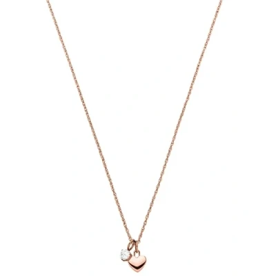 Immagine di Purelei® Collana Brave, da donna in acciaio inossidabile, resistente all&#039;acqua con ciondolo a cuore e pietra preziosa, Lunghezza 50 55 cm, Regalo per (Oro rosa)