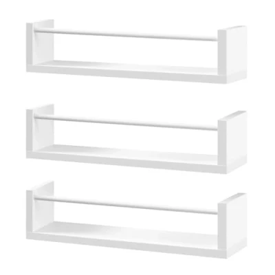 Immagine di WOLTU Libreria da Parete per Bambini, 3 Mensole Cameretta, Porta Libri e Giocattoli, Sospesa in Pino MDF, Bianco, RG9508ws