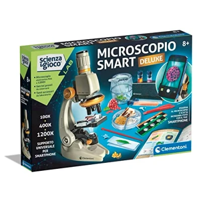 Immagine di Clementoni Lab Smart Deluxe Laboratorio, Microscopio Bambini Ottico, Esperimenti di Scienza, Gioco Scientifico 8 Anni (Versione in Italiano), 19310
