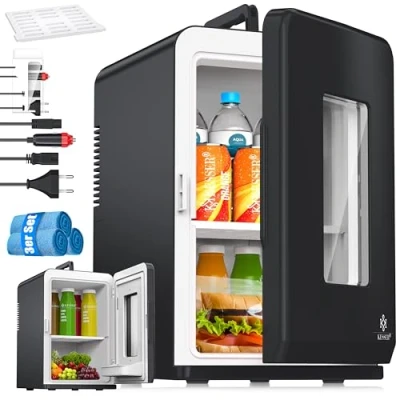 Immagine di KESSER® 2in1 mini frigo box 15 litri funzione raffreddamento e riscaldamento portatile AC DC 220 240V/12V presa accendisigari scalda sigaretta termico auto ufficio, Nero
