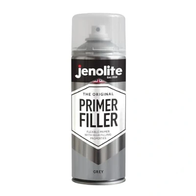 Immagine di JENOLITE Primer Paint Riempitivo Grigio flessibile con elevate proprietà riempitive Riempie piccole ammaccature e graffi per una finitura liscia 400ml