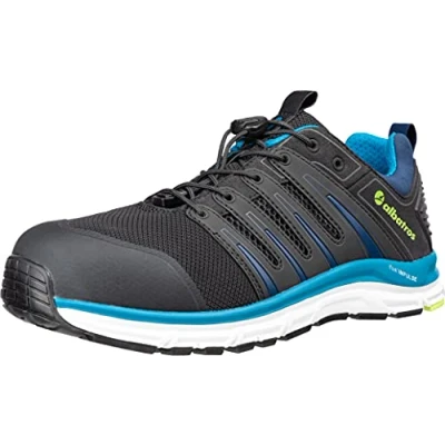 Immagine di ALBATROS Breeze Impulse Low Scarpe antinfortunistiche da lavoro S1P ESD HRO SRA tappo in fibra di vetro anti perforazione senza metallo, antiscivolo, resistente al calore, unisex, nero/blu, 43 EU