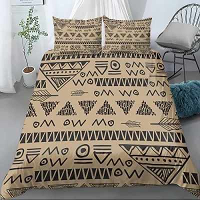 Immagine di WQIZXCW Set Copripiumino Matrimoniale Boho Etnico, Biancheria da Letto Reversibile 3 Pezzi Parure Copri Piumino 260x240 cm con Cerniera e 2 Federe 50x80 cm, 100% Microfibra