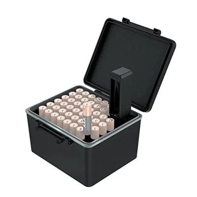 Immagine di JJC 44 slot AAA Batteria Organizer Custodia con Tester Batteria, Scatola Organizzatrice di Batterie Resistente All&#039;acqua per Staccabile