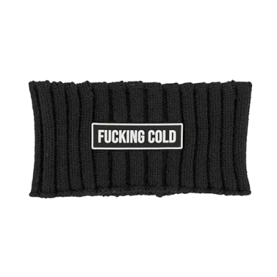 Immagine di Fisura Fascia per capelli donna originale &quot;fucking cold&quot;. invernale nera. Turbante in acrilico. Accessorio donna.