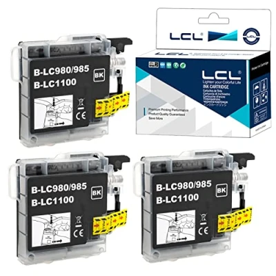 Immagine di LCL Cartucce d&#039;inchiostro Compatibile LC 985 LC985 LC65 985BK LC65BK (3 Nero) Sostituzione per Brother MFC 495CW J410W DCP J125 J315W J515W J140W J265W J410 J415W J220