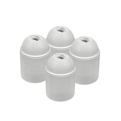 Immagine di HALOTEC Pack di 4 Portalampada E27 Bianco Supporto Attacco Liscio Montaggio M10x1 Base per Lampadina a Vista con Filettatura Grossa Prodotto in Italia