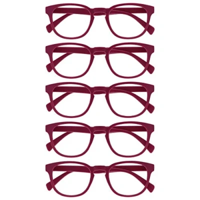 Immagine di OPULIZE Pop 5 Pacco Retrò Giro Colore Rosa Fucsia Opaco Liscio Uomo Donna Occhiali Da Lettura Cerniere Molla RRRRR2 4 +2,00