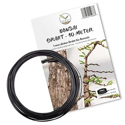 Immagine di 10 m Filo per Bonsai in Alluminio anodizzato, Nero Essenziale Ottenere la Forma Desiderata del Ideale cablare Alberi e Piante (1 mm)
