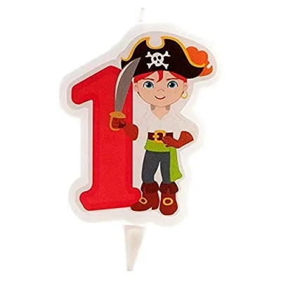 Immagine di Dekora Candela di Compleanno 2D con Pirata per Torte Bambini Numero 1