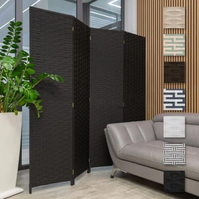 Immagine di Separatore di spazi HEXIM 180x180 cm Paravento pieghevole a 4 pannelli autonomo, schermo privacy (LR190 nero)