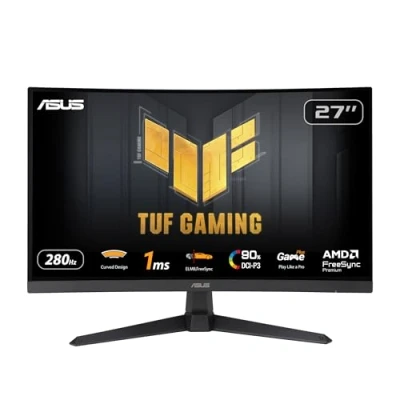 Immagine di ASUS TUF Gaming VG27VQM1B Monitor Curvo da 27 pollici Full HD (1920x1080), 280 Hz ELMB, Tempo di Risposta 1 ms, FreeSync Premium, 90% DCI P3, DisplayWidget Center, Nero