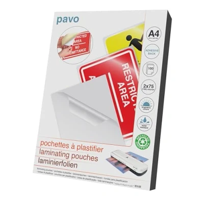 Immagine di 5 Etoiles 916779 Confezione da 100 buste per plastificare, formato A4, retro adesivo, 80 μ/lato 160 μ