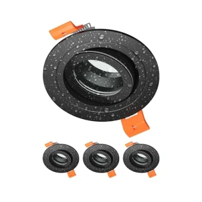 Immagine di ledscom.de 4 pezzi telaio di montaggio a soffitto per bagno ERID, impermeabile, bagno, IP44, rotondo, orientabile, nero opaco