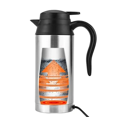 Immagine di Bollitore camion + elettrico 750ml 12V auto portatile Acciaio inossidabile Accendisigari Riscaldamento Tazza Termos da viaggio