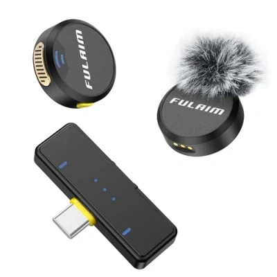 Immagine di FULAIM Microfono Lavalier Wireless per iPhone 15 16 Android/PC, Mini a Bavero Con Cancellazione Del Rumore e Durata Della Batteria Di 8 Ore, Registrazione Video Podcast Vlogging YouTube