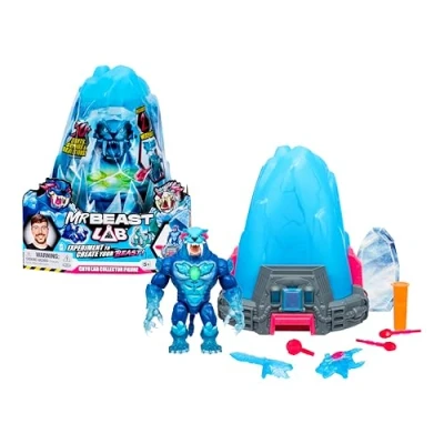 Immagine di MrBeast Lab Sciogli il ghiaccio per rilasciare una bestia con la figura da collezione Cryo Lab, 18 cm oltre 30 luci, suoni e reazioni, include 2 armi, figure di grandi gatti