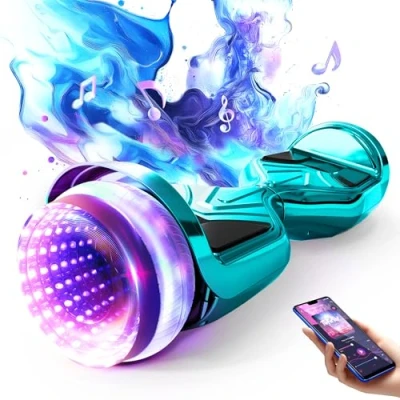 Immagine di SISIGAD Hoverboard, 6,5 pounce Flash Wheel zelfbalancerende scooter met led lampjes en bluetooth luidspreker, muziekhoverboard