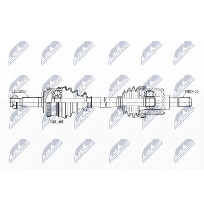 Immagine di NTY NPW KA 344 Albero motore / Semiasse Assale anteriore, anteriore Sx Cambio manuale a 6 marce,