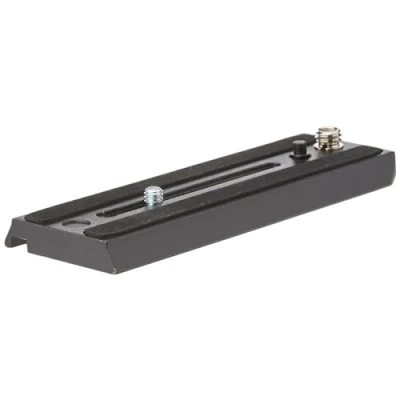 Immagine di Manfrotto 509PLONG Piastra per Testa, Serie 509 con Attacco Rapido 1/4&quot; 3/8&quot; Video, Lunghezza 14 cm, in Alluminio, Nero