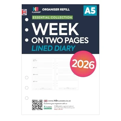 Immagine di Agenda 2026, formato A5, settimana su due pagine, a righe, compatibile con Filofax 148 x 210 mm (agenda 2026 righe)