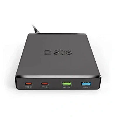 Immagine di SBS Caricatore Multiplo Power Delivery da 75W, Stazione di Ricarica Portatile con 2 Porte Usb C e A, Nero, Unica
