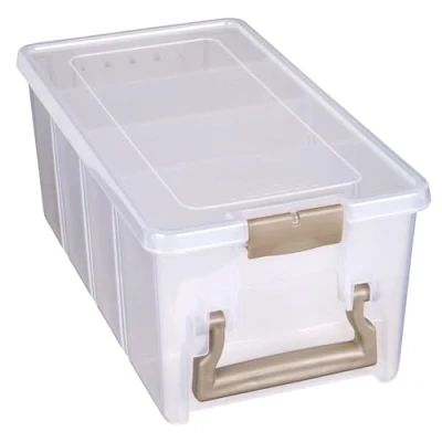 Immagine di ArtBin 6925AB Semi Satchel con 3 divisori rimovibili, organizer portatile per arte e artigianato manico, [1] custodia in plastica, trasparente, oro, 0