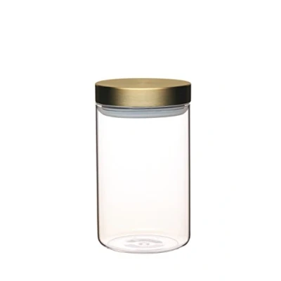 Immagine di Master Class contenitore ermetico per alimenti in vetro barattolo con coperchio ottone, Vetro, transparent, Medium (1 L)