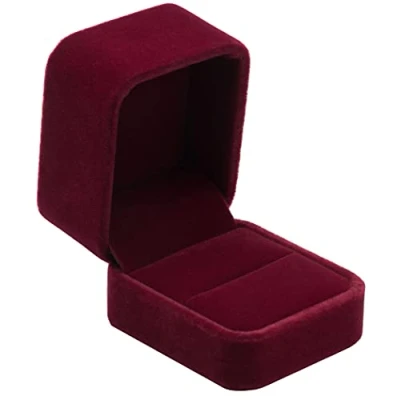 Immagine di Pokofo, scatola regalo classica in velluto per gioielli, anello di fidanzamento e orecchini. velluto, colore: Rosso vinaccia, cod. 0298
