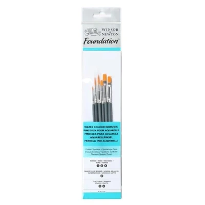 Immagine di Winsor&amp;Newton Foundation 6 Pennelli Acquarello Round 2 / 3 5 Flat 3,5,6