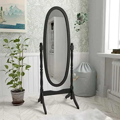 Immagine di Vida Designs Nishano Cheval Specchio da Pavimento, Pavimento Dressing Regolabile mobili per Camera Letto in Legno, Nero