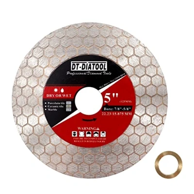 Immagine di DT DIATOOL Disco da taglio per piastrelle con lama diamantata 125 mm smerigliatrice angolare il di porcellana, ceramica, marmo e gres artificiale.
