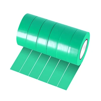 Immagine di Xrkuu 6 rotoli di nastro elettrico verde, 18 mm x 10 m, isolante in PVC, impermeabile, forte adesivo per progetti fili, isolamento e riparazione fili rotti