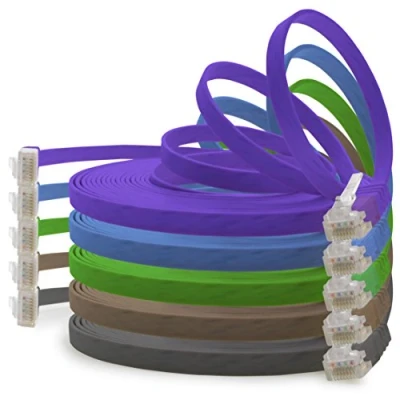 Immagine di 1aTTack.de 1,5m 5 colori (02) Cavo di Rete Ethernet Cat6 Piatto Lan Gigabit RJ45 Cat 6 compatibile Cat5 Cat5e Cat7 Cat8