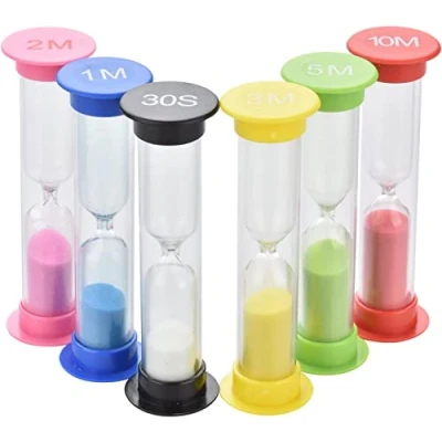 Immagine di HAFERL Piccole clessidre o Clessidra Bambini Ideale Come Timer Set Sabbia. 30 Sec, 1 min, 2 3 5 10 Minuti, 6 Pezzi