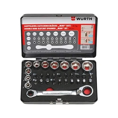 Immagine di Wurth 096511310 Chiave a cricchetto doppio anello con punte mini set 31 pezzi